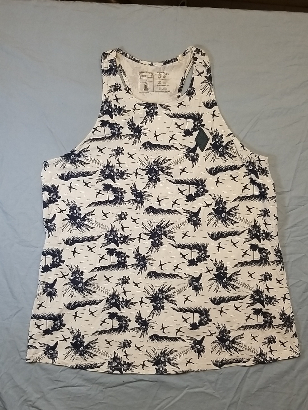 Patagonia Blue & White Wanderer Crest High Neck Organic Aop Tank Top